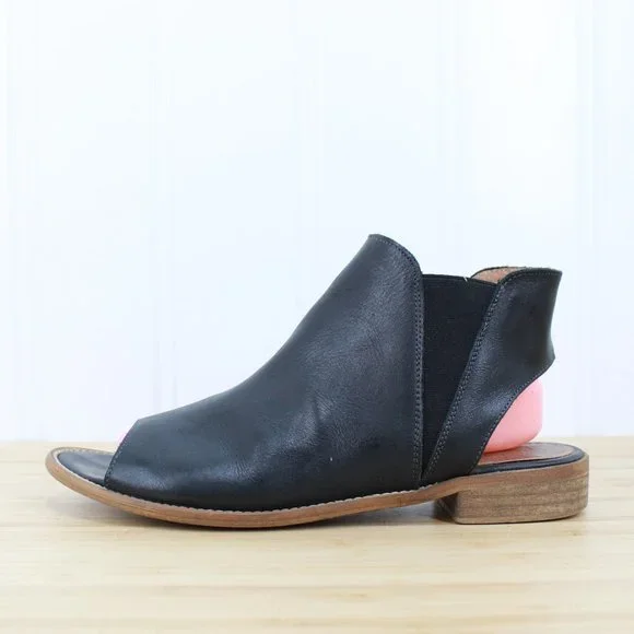 Musse & Cloud Ciara Black Leather Ankle Open Toe Booties Size 10 / 40 - Picture 1 of 9